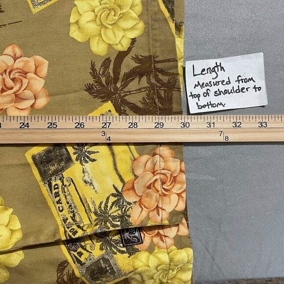 Tommy Bahama Mens Size XL Button Up Silk Hawaiian Shirt Floral Postcard Beach - Picture 11 of 11